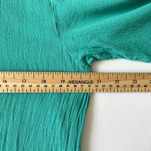 Oh My Gauze! Button Up Teal Tunic Short Dress Handkerchief Whimsical Lagenlook - Picture 9 of 12